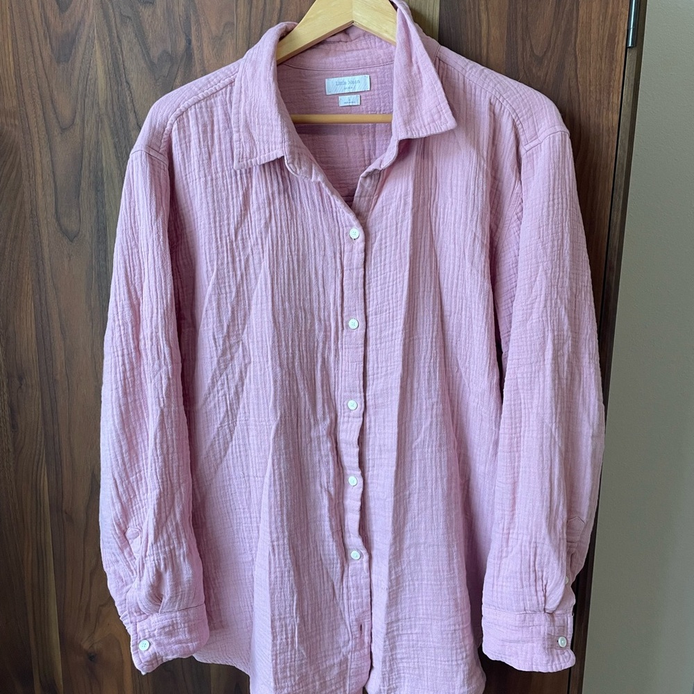 Aritzia Soft Pink Gauze Button-Up Shirt 100% cotton